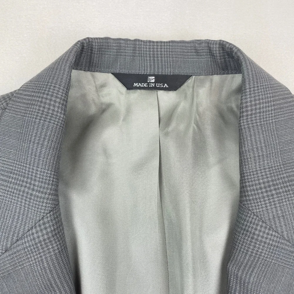 Ralph Lauren Polo University Club Men 40R Grey Glen Plaid Wool Blazer Sport Coat